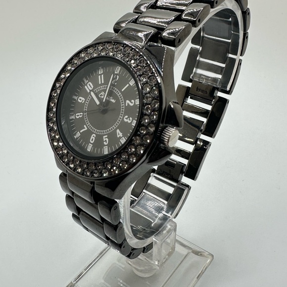 Men’s Curations Brand Black Chrome and Rhinestone Quartz Watch - Picture 3 of 8